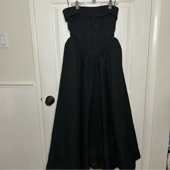 BHLDN Jacquard Strapless Basque-Waist Corset Fit & Flare Gown - Picture 3 of 16